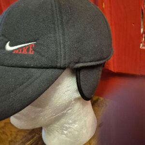 Vintage 100% Wool Nike Air Hat Baseball Cap With Foldable Ear Warmer Flaps OSFA